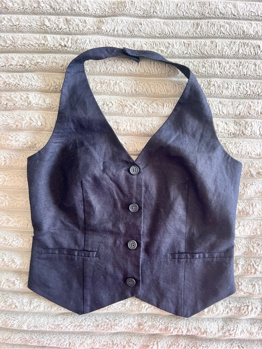 GAP Linen-Cotton Halter Vest Top Black Size Small New With Tags